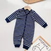 Biños recién nacidos Romper Ins Primavera Baby Beh Boys Birds Stripe Ripe impreso Manio largo Monga Bodysuit Casual Bodysuit Ondersuit S2031