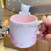 350 ml Sakura Starbucks Cup luksusowe kiss z łyżką ceramiczne kubki małżeńskie pary rocznicowe syrena brązowa medalion Produrek