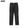 Men's Jeans Men Washed Grey Hip Hop Fashion With Zipper Side Pockets Cargo Pants Oversized Streetwear Trousers