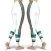 Outdoor Casual Skinny Drukowane Damskie Legginsy Sportowe Femme Fresh Color Striped Skinny Elastyczne Trening Niebieski Legging 210925
