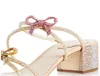 Eleganti sandali Caterina con tacco basso e strass gioiello fatti a mano Materiali di altissima qualità Ciabatte da donna con fiocco in cristallo Festa nuziale Matrimonio