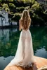Berta Lace Side Split Wedding Dresses Sweetheart Neck Bridal Gowns Sequined Beach Floor Length A Line Sweep Train Tulle Vestido De Novia