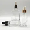 30 ml square vape liquid juice dropper glass bottle empty perfume bottle for e-juice Rectangle with silver golden black cap for Essential Oi