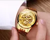 Mohdne H666 брендовые мужские часы с автоматическим механизмом, большая золотая пластина с драконом, водонепроницаемые338J
