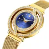 Biżuteria Hip Hop Magnetyczna Moda Luksusowa Marka Wodoodporna Diament Zegarek Kobiet Hollow Blue Quartz Eleganckie Gold Panie Prezenty