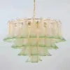 Retro Flower Lamp Hand Blown Glass Petal Chandeliers 24 Inches LED Pendant Light for Bedroom Living Room House Decoration