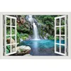 3D Effet Fenêtre Vue AUTOCOLLANTS MURAUX Montagne Cascade Cadre Décalque de Vinyle Décor Mural Cuisine Salle De Bains moto mur art 210308