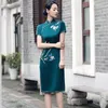 Этническая одежда Cheongsam платье современное 2022 китайские тратационные вышивки тонкие платья Cheongsams Oriental Party Women Vintage Plus Size