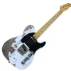 White 6 Strings Relic Electric Guitar with Ash Body,Maple Fretboard,Black Pickguard