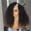 Kinky Curly Side Open U Part Perruques de Cheveux Humains pour Femmes Noires Remy Brésilien 180 Densité Fabriqué à la Machine Perruques de Cheveux Humains avec Peignes et Sangles 100% Non Transformés Sans Colle