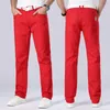 Herren Jeans Stretch Regular Fit Business Casual Klassischer Stil Mode Denim Hose Männlich Schwarz Weiß Rot Hose Größe 28-40