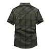 Clearance Summer Shirt Men Casual s Plaid Pure Cotton Loose s Militär plus storlek M-5XL Chemise Homme 210721