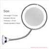 Magnification Makeup Mirror LED Suction Cup Gooseneck Lengthened Metal Hose 360 Degree Rotation Flexible Mirror WH0065