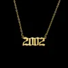 30PCS Letter Birth Year 2000-2009 Necklace Stainless Steel Old English Number Pendant Charm Chain Minimalist Jewelry for Women Birthday Graduation Anniversary