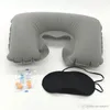 Wholesale Car Soft Pillow 3 in 1 Travel Set Inflatable U-Shaped Neck Pillow Air Cushion + Sleeping Eye Mask Eyeshade + Earplugs XDH0660