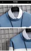 Fall/winter long-sleeved color-blocking sweater men's knit sweaters Korean fashion round neck cardigan