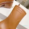 Новый дизайн Rainboots для женщин ПВХ обувь квадратные каблуки середины теленка сапоги дамы дизайнерские туфли зимняя дождевая обувь роскошный бренд 1501