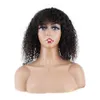 Mongolian Kinky Curly Wig With Bangs Remy Human Hair Full Machine Made 150% density