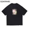 GONTHWID Magliette Camicie Harajuku Uccello Perla Manica Corta Magliette Streetwear Uomo Estate Hip Hop Moda Casual Cotone Allentato Magliette E Camicette C0315