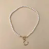 Imitation Pearl Chaining Choker Alphabet A-Z Initial Bigbamboo Letter Chaining Gp Gold Color Hanger Sieraden