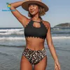 BeachSissi Stringy Selvedge Yüksek Bel Çiçek Baskı Bikini Set Kadın Çiçek Mayo Bating Suit Düğüm Ön Beachwear 210722