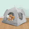 Katze Betten Möbel Faltbare Haustier Zelt Haus Atmungsaktive Druck Welpen Bett Tragbare Outdoor Indoor Mesh Zwinger Für Kleine Hund Drop