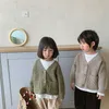Milancel Höst Barnkläder Grov Ull Långärmad Solid Öppna Stitch Sweater 211104