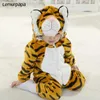 Infantil bebê macacão roupas 0-3y menina menino menino nascido desenho animado tigre onesie zipper flanela quente kawaii fofo costume 211011