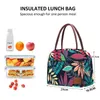 AOSBOS PRINT CANVAS PORTABLE COOLER LUNCH BAG Fashion Thermic Insulated Food Bags Food Picnic Lunch Box Väska För Män Kvinnor Kids 210818