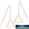 Diseño Europeo Simple Triángulo Estilo Drop Dright Pendientes largos para las mujeres Rose Gold Color Jewelry Regalo Anti Allergy