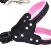 Reflective Nylon Rhinestone Dog Harnesses Step in Soft Mesh Padded Small Dog Puppy Harness Leash Set Safety For Walking S M L 28 S2