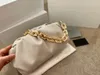 Fashion Designer Shoulder Underarm Bag Female luxury 2022 Popular New Summer Fold Wide Gold Chain Clouds White Black clutch B4co#