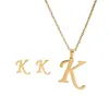 A-Z 26 Colares de carta com brinco conjunto de aço inoxidável gargantilha de ouro pingente inicial colar mulheres alfabeto cadeias jóias