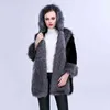 Donne inverno inverno caldo pelliccia artificiale visone cappotto con cappuccio con cappuccio di lusso di lusso moda giacca da tasca 211213