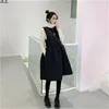 New Autum Winter Rhombus Pattern Cotton Dress Women Sleeveless Round Collar Bow Tie Slim Knee Length Slim Japan Style Vestidos 210302