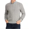 Nya herrtröjor Designer Luxury Small Horse Brodery Winter Men's Woolen Tröja Knit Tröja Twist Thick Fashion Solid Color Sweater