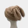 Hats for Women Beanie Rabbit Women Hat Cute Rabbit Ear White Black Plush Winter Beanie Hat Decorate Gift 2021 New