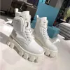 2021 Novo Designer Monolith Botas de Couro Rois Martin Removível Bolsa de Nylon Grils Grosso Sole Derby Zipper Mini Saco Joelho Alto Boot Gear Calcanhar com Caixa