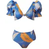 여자 섹시한 수영복 비키니 수영 비치웨어 2 피스 퍼프 슬리브 슬리브 플로라 프린트 3 색 망가스 bufantes 사랑스러운 여름 verao 수영복 비키니