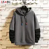 SFABL HOODIO dos homens de tamanho superior Moda Patchwork moletom com capuz homens casuais solteiros hoodies pulôveres quadril hop hop tops masculino 210728