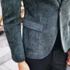 Золотая вышивка Бархатный мужской пиджак Модный повседневный приталенный мужской пиджак Свадебное платье Мужской костюм Пальто Весте Костюм Homme 210527