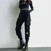 2021 черные высокие талии грузовые брюки женские повседневные панк брюки свободные уличные одежды карандаш Harajuku брюки мода хип-хоп женские брюки Y0811