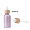 30 ml 1 Unze Roségold-Glas-Parfümflaschen für ätherische Öle, Tropfflasche in Reisegröße mit Bambusdeckel/Kunststoffkappe mit Holzmaserung