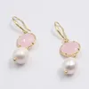 Guaiguai Jewelry Natural Pink Glass Crystal White Rice Pearl Pearl Plated Acced Handmade for Girls1315128