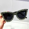 Sunglasses Black Crystal Women Cat Eye Vintage Luxury Sun Glasses For Woman Oversize Fashion Shade Gafas UV400