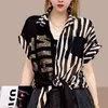 T-Shirt Femme Tie Dye Imprimé Vintage Patchwork Mode Plus-size Show Thin Tees