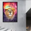 Multicolored Lion Face Modern Canvas Painting Animal Pictures Living-Room-Decor Wall Art Posters Abstract Prints