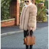 Veste d'hiver en fourrure pour femme, grande taille, manches longues, manteau en cuir véritable, 211110