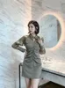 Coréen Casual Femmes Chemise Robe Bureau Dames Élégant Manches Longues Patchwork Mini Robes Printemps Femme Robes 210608
