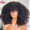 Perucas de renda Elia Colorido Kinky Curly Cabelo Humano com Franja Máquina Completa Feita 100 Remy Brasileiro para Mulheres 20092062689066604